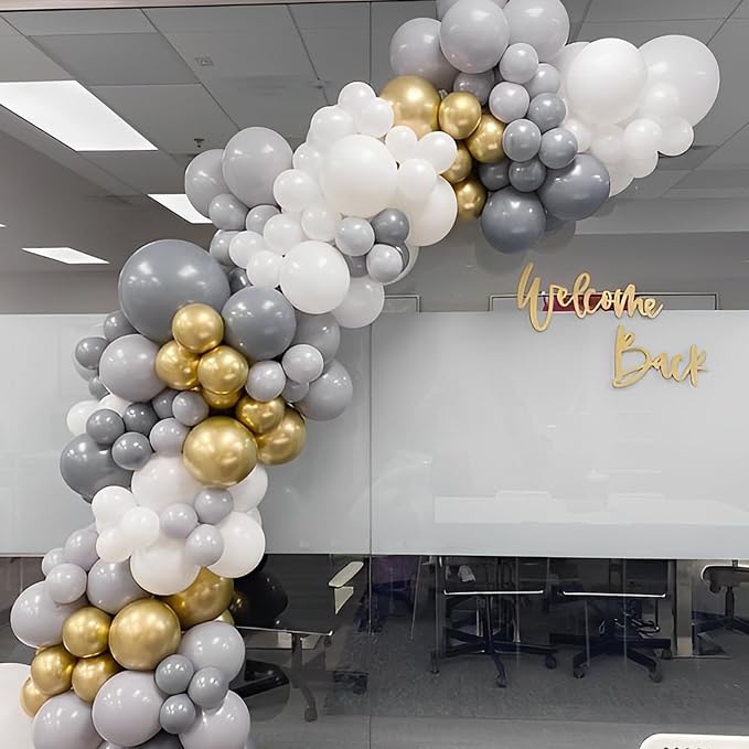 Voircoloria 110pcs Gray Balloons 12inch Grey Latex Party Balloons for Graduation, Wedding, Birthday, Gender Reveal, Baby Shower, Bridal Shower, Anniversary Party Decorations