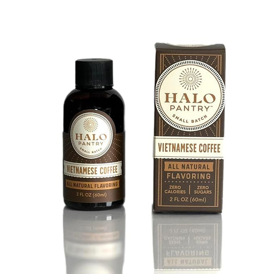 Natural VIETNAMESE COFFEE Flavoring Extract by HALO PANTRY (2oz bottle) | Dairy-Free, Dye-Free, Sugar-Free, Gluten-Free, NO Sweeteners, NO Calories | Perfect for customizing ANY baking, candy, dessert or drink recipes