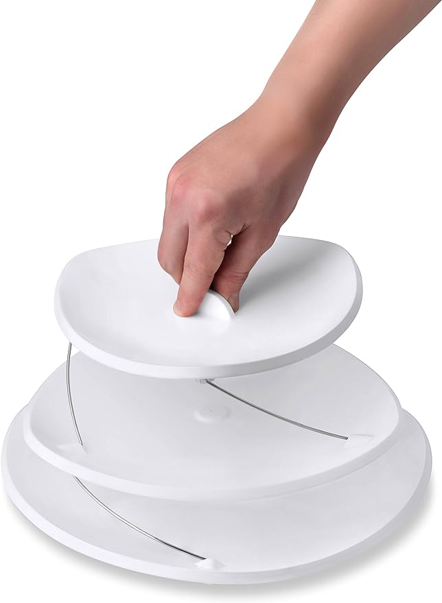 Masirs Collapsible 3-Tier Party Tray: Decorative Design Folds for Minimal Storage. an Elegant Serving Tray for Sandwiches, Cake, Sliced Cheese, and Deli Meat.