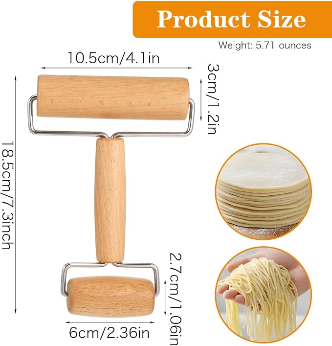 Wooden Double-Ended Small Rolling Pin Pizza Dough Roller Pizza Roller | Non-Stick Dough Roller Baking Non-Stick Easy Clean Pizza Dough Roller for Pie Cookies Home Kitchen Baking Cooking