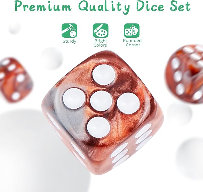 36 of Pack 12MM 6 Sided MINI Dice Set,Two Colours D6 Game Dice Set, 6 Sided Standard Dices for Yahtzee, Bunco or Teaching Math,with Portable Plastic Box(Silver Brown)