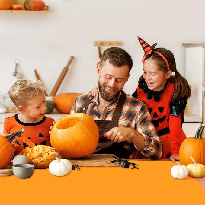 Extra Large Silicone Mats For Kitchen Counter, 31.5'' x 23.6'' Silicone Placemats for Kids, Nonstick Silicone Mat for Baking Crafts, Nonskid Heat Resistant Mat Orange Kids Placemats for Table,1Pcs