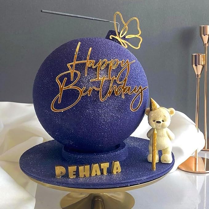 Jspupifip 22 PCS Gold Birthday Cake Topper Set,Acrylic Mirror Cake Numbers 0-9 Cupcake Topper Personalized Cake Picks (Gold)