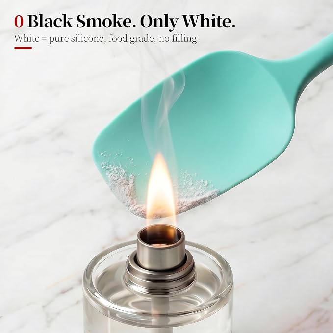 600ºF Heat Resistant Silicone Spoon Spatula for Cooking, Aqua Sky | High Heat Food Safe Seamless Kitchen Spoonula Scraper for Baking Mixing Scraping Stirring Egg Nonstick Cookware Pan Bowl