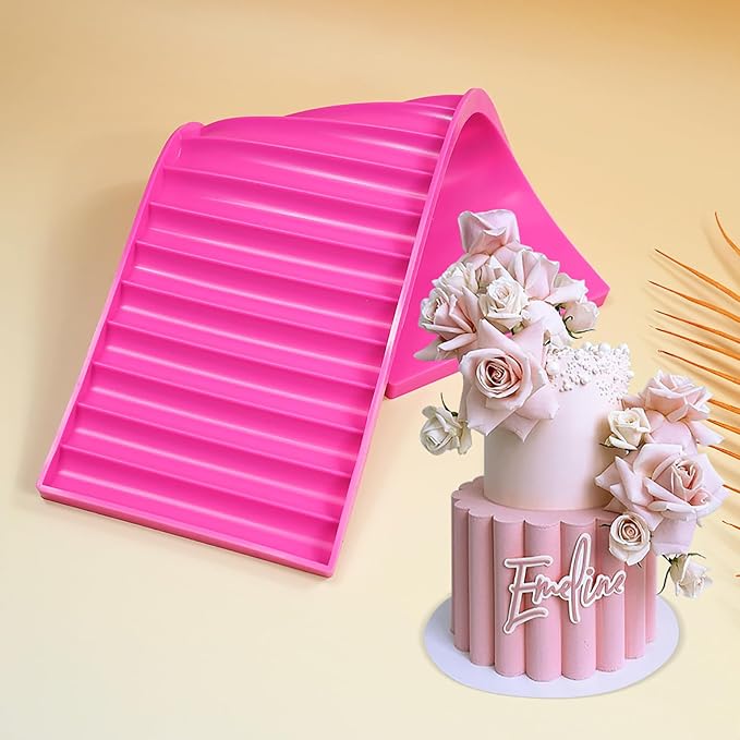 Silicone Texture Cake Wave Border Decor Embossing Mold, Sugarcraft Pastry Fondant Clay Mould Impression Embossed Mat Wedding Cake Decorating Tool DIY (Column)