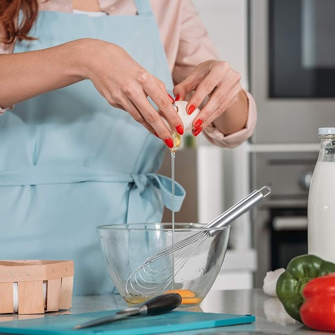 Patelai 3 Pieces Kitchen Flat Whisk Set Stainless Steel Flat Wire Egg Whisk Cooking Kitchen Utensil for Cooking Blending Whisking Beating Mixing Stirring Sauces Batter(8'', 10'', 11.6'')