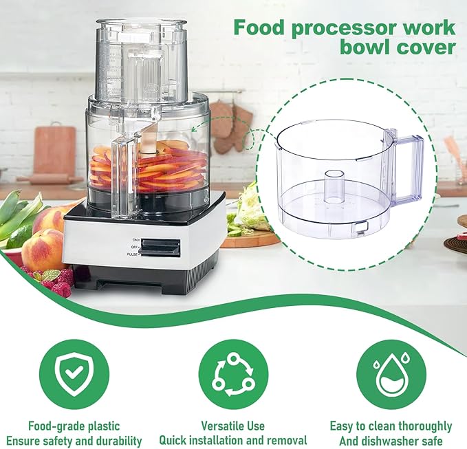 7 Cup Food Processor Work Bowl,FP-631AGTX-1 The bowl has 4 tabs along the upper rim of the workbowl for Cuisinart DLC-10 Series Cover DLC-117BGTXT1
