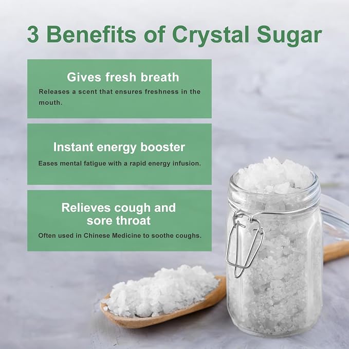 SUN RIGHT Natural Crystal Rock Sugar – Pure Cane Sweetener for Baking, Desserts, Tea, Coffee, Beverages, Herbal Soup & Cooking – Unrefined, Non-GMO, Vegan | 2.2lb | Pack of 1