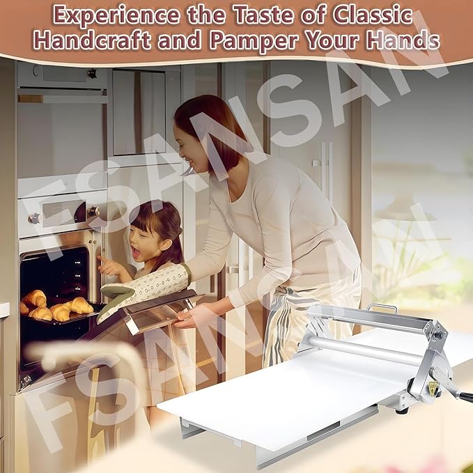 Commercial Dough Sheeter, Reversible Puff Pastry and Fondant Sheeter, Manual Sheeter, Adjustable Thickness from 0 to 25 mm, Foldable Sheeter for Bakeries and Pastries Model400