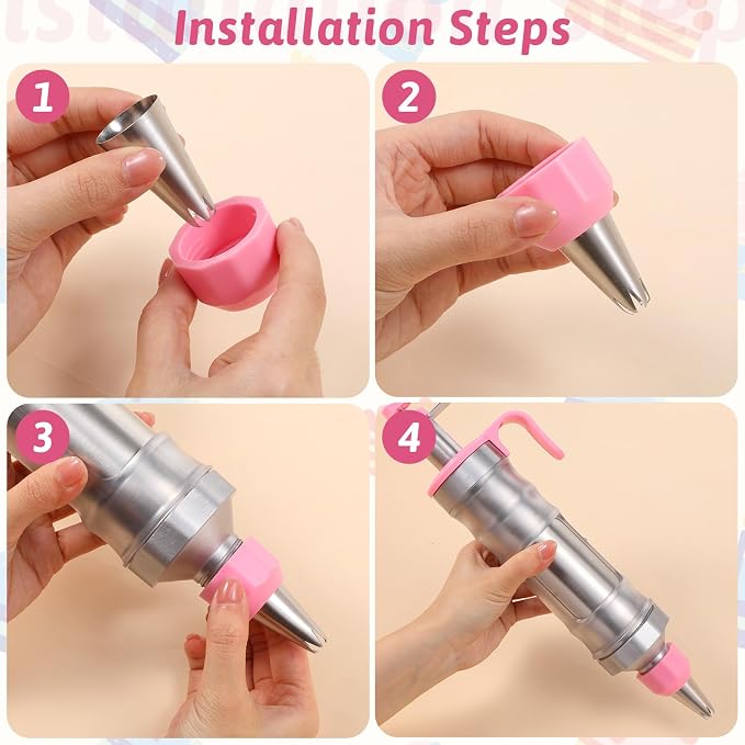 Dessert Decorating Syringe Set, Including 6 Piping Tips & 9 silicone cupcakes, Stainless Steel Frosting & Icing Piping Kit for Cake Decorating Tools Cupcake Decor