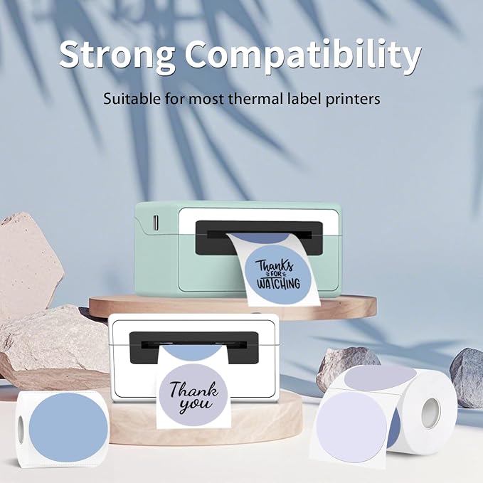 Thermal Label,3 Inch Purple Gradient Round Thermal Printer Sticker,Self-Adhesive Round Direct Thermal Labels,Thermal Stickers for DIY Logo Design,Name Tag (300 Labels/1 Roll)
