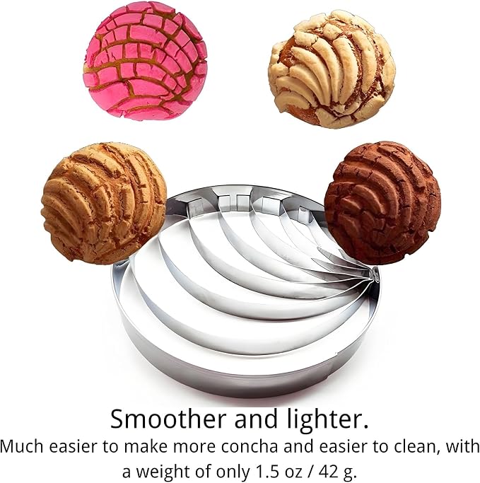 Concha Cutter - Stainless Steel, Mexican Bread Mold, Conch Shaped Bread and Biscuit Baking Mold, Concha Stamp Mold For Pan Dulce Mexicano Cortadora De Pan