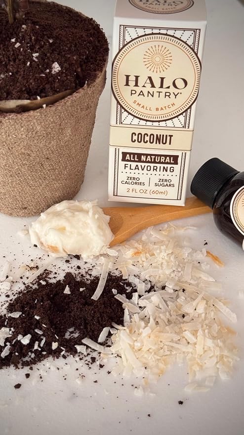 Natural COCONUT Flavoring Extract by HALO PANTRY (2oz bottle) | Water-Soluble, Dye-Free/Colorless, Gluten-Free, Dairy Free, Zero Sugars, NO Sweeteners, NO Calories | Perfect for customizing ANY baking, candy, dessert or drink recipes