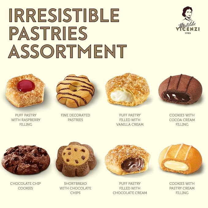 Matilde Vicenzi Mediterraneo Cookie Gift Tin - Pastries & Cookies in Individually Wrapped Trays - Gourmet Gifts for Hosts, Birthdays - Assorted Cookies in Italian Design Tin 32.5oz (920g)