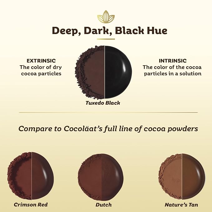 Cocoläat Tuxedo Black Cocoa Powder | Culinary Grade for Bakers & Pastry Chefs | Natural Substitute For Black Food Coloring | Dutch Cocoa With Strong Chocolate Taste | Resealable Pouch | 12 oz, 340 g