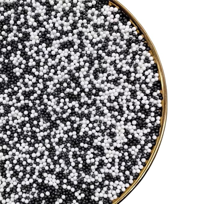 Sprinkles 130g/4.6oz, Black White Edible Pearl Sprinkles for Cake Decorations, Baking, Ice Cream, Cookies, Cupcake Topper Edible Pearls Sprinkles - 2mm Matte White Sugar Pearls for Cake Decorating (2mm white black)