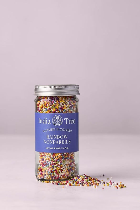 Rainbow Nonpareils – Vegan, Dye‑Free, Allergen‑Free, 3 oz Jar – India Tree Nature’s Colors