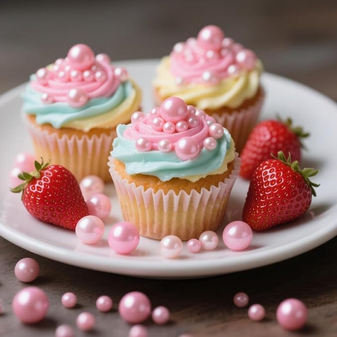 Pink Pearl Sprinkles for Cake Decorating,130g,Edible Sugar Pearls for Baking,Mix Size,Cake Topper,Cupcake Cookie Decorating,Ice Cream Dessert Decorations,Wedding Birthday Supplies