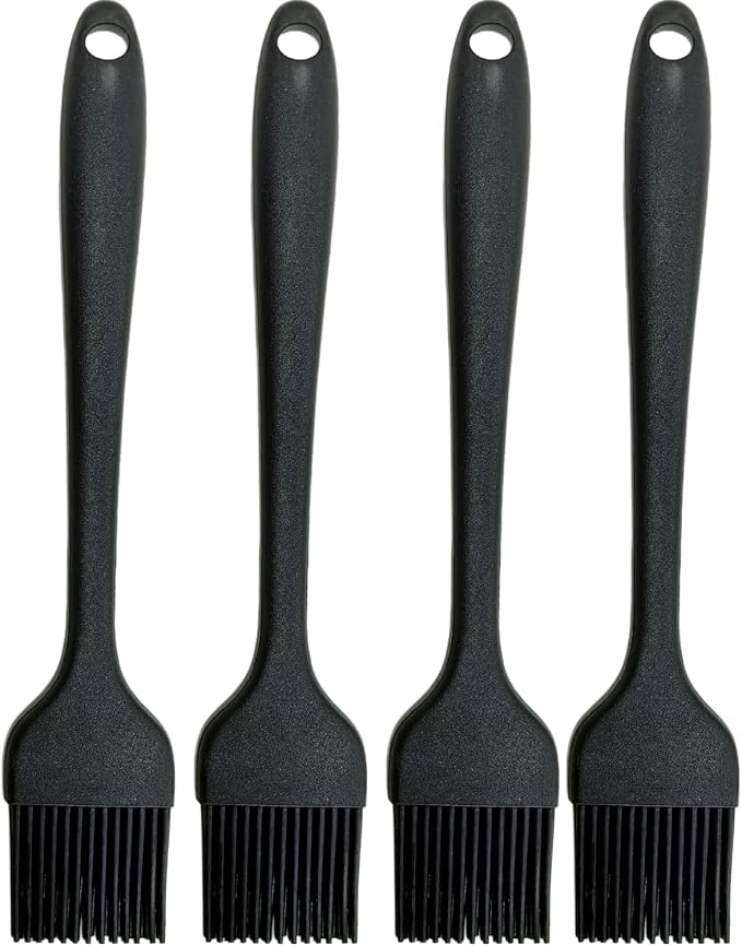 Pastry Brush-Silicone Basting Brush for Cooking,Heat Resistant Food Brush for BBQ,Food Grade Silicone Brush for Grill Baking/Spreading Marinade/Sauce/Oil/Egg/Kitchen Brushes for Cooking(4 Pc,Black)