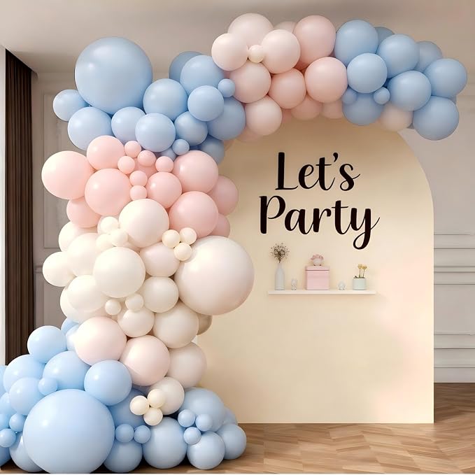 Pink and Blue Balloon Garland Arch Kit 143Pcs Pink White Blue Latex Balloons for Boys Girls Gender Reveal Birthday Party Decoration