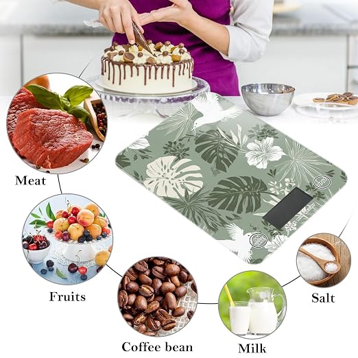 Food Scale Kitchen Scale Food Weight Scales Digital Weight Grams and Ounces Small Electronic Food Scale for Baking Cooking Tropical Palm Leaves Birds Flowers