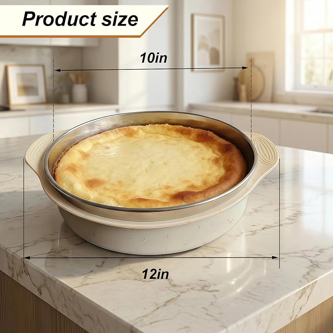 10 Inch Silicone Cheesecake Pan Protector - Leakproof Water Bath Baking Solution for Springform Pans 9-10", Prevents Soggy Crusts, Heat Resistant 446°F, Easy-Grip Handles - Sprinkles White