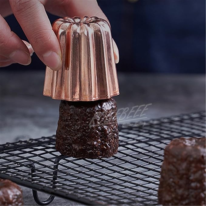 10pcs 2 Inch Fluted Side Flower Cup Shape Nonstick Golden Aluminium Canele Molds Tart Maker Jelly Cheese Holder Baking Tools