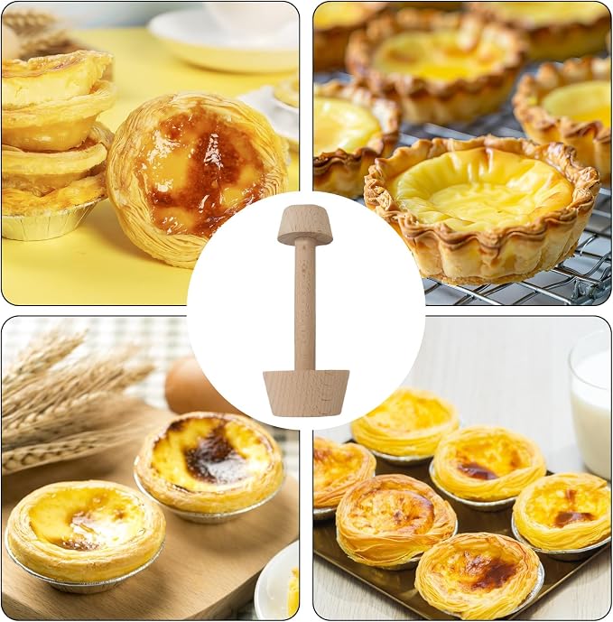 Wooden Tart Tamper,Pie Pastry Dough Tamper,Tart Pan Mold Cake Pastry Baking Tool for Tart, Cheesecakes, Pasta,Baking (Large double head)