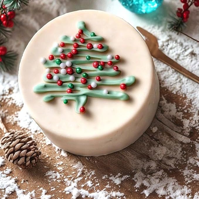 Christmas Sprinkles Bulk 16oz - Edible Red Green White Nonpareils Mini Pearls for Baking, Cookies, Cupcakes | Holiday Sprinkles Topper Decorations, Xmas Cake Decorating Supplies 1lb