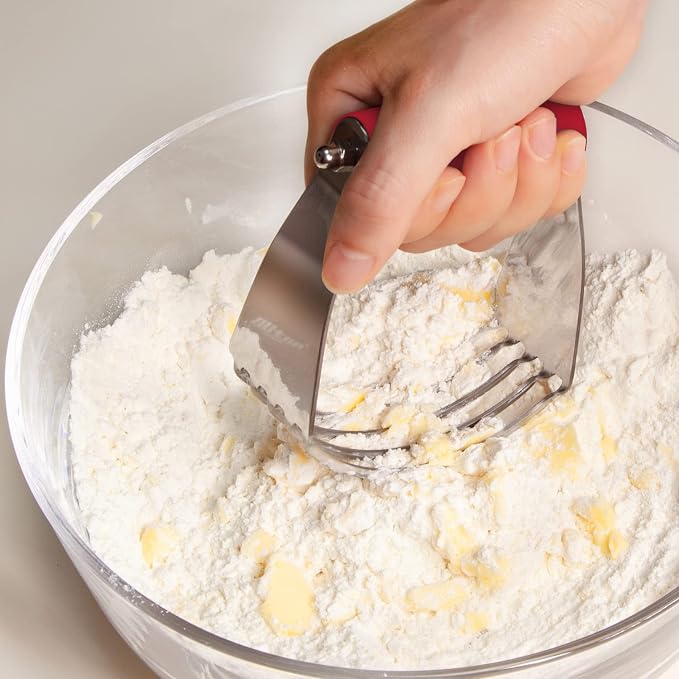 ALLTOP Pastry Blender Cutter, Stainless Steel Dough Masher for Butter, Biscuit, Baking, Kneading, Dough, Flakier and Fluffier Pie Crusts, Almond - Hand Kitchen Tool (1 Pack, Red)