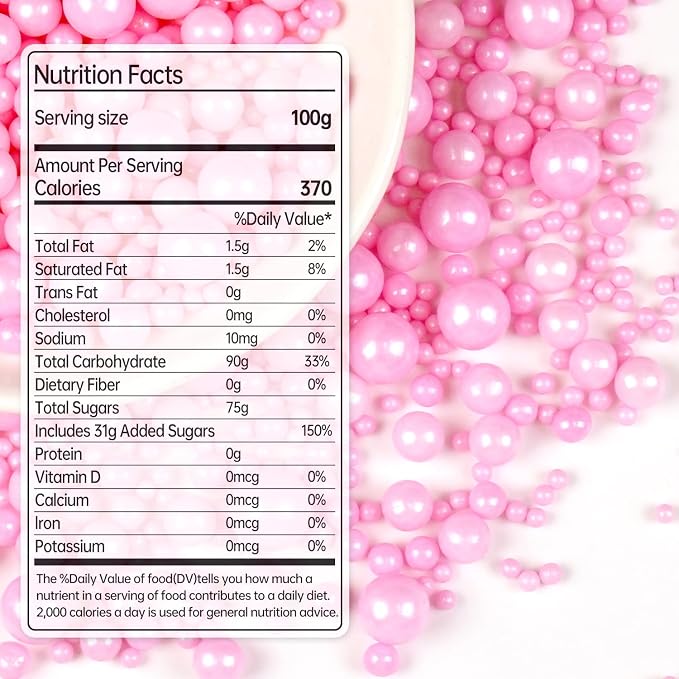 Pink Pearl Sugar Sprinkles for Cake Decorating, 150g/5.29oz Mix Size, Edible Pearl Sprinkles, Pearl Cake Decoration, Cupcakes&Cookies Toppers, Party, Wedding Birthday Baking Supplies