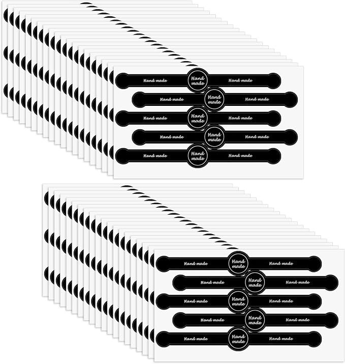 500pcs Handmade Food Baking Seal Stickers, Black Self Adhesive Bakery Stickers, 7.1in Long Strip Tamper-Proof Packaging Sealing Labels for Lollipop Cake Cookie Bread