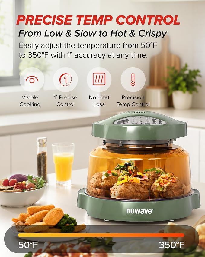 Nuwave Pro Plus 2 Air Fryer Oven, Infrared Countertop Convection, No Defrost No Preheat, Triple Combo Heating, 10-in-1 Multicooker, PFAS & BPA Free, 10LB Capacity, Dishwasher Safe Parts, 20660V03O