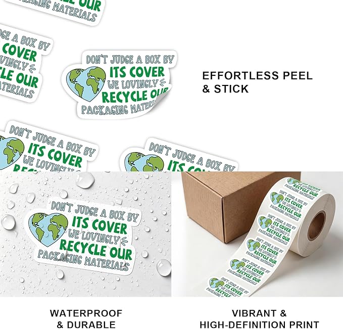 500Pcs Cute Small Business Stickers Lable, Funny Packaging, Thank You Package Sticker, Recycle Recycling Sticker, Reused Box, Mail Envelopes Shipping Stickers