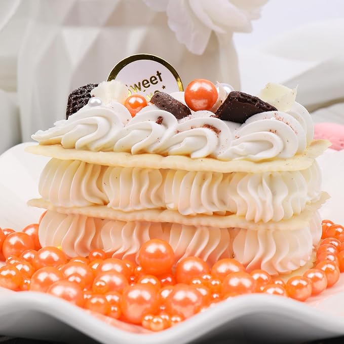 Orange Sprinkles for Cake Decorating, 130g/4.6oz Edible Orange Pearl Sprinkles Mix, Sugar Candy Pearls for Baking, Cookie Decorations and Cupcake Toppings, Wedding Party Halloween Supplies