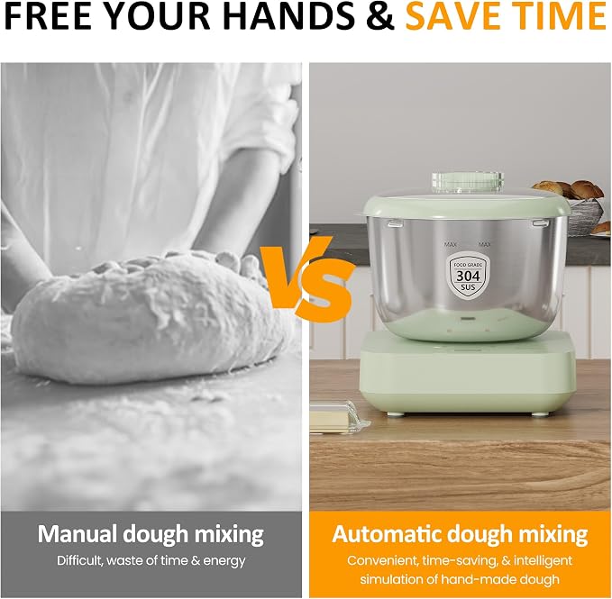 Sunvivi Electric Dough Maker with Weighing Function, 5.2QT Dough Mixer with Ferment Function, Household Bread Maker Kitchen Flour Kneading Machine with Stainless Steel Bowl, Face-up Touch Panel