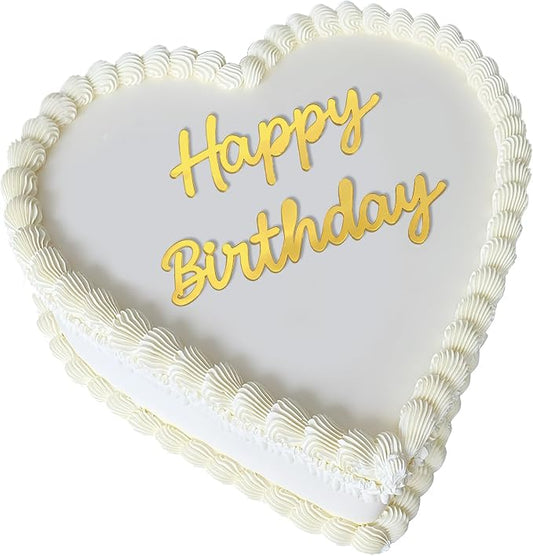 Happy Birthday Cake Topper, Black Acrylic Script Birthday Cake Decoration for Birthday Party, Cake Decor for Women Girls Dessert Table (happy birthday golden)
