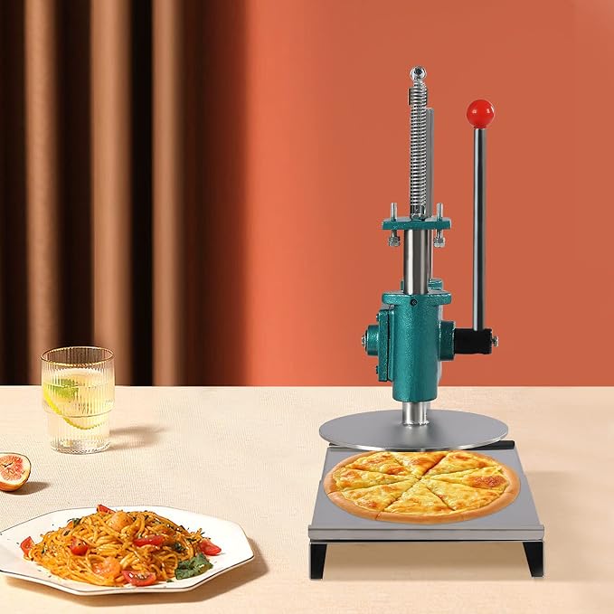 Manual Pizza Dough Press Machine, 9.5 Inch Stainless Steel Dough Sheeter for Pizza Crust and Chapati, Adjustable Thickness with Cast Iron Base