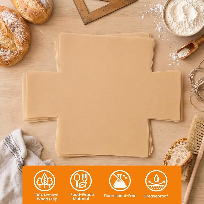 HUAKENER Loaf Pan Liners, 100Pcs Non-Stick Parchment Paper Bread Pan Liners for Baking Bread 9x5, 8.5x4.5 and 10x5 Inch Loaf Pan