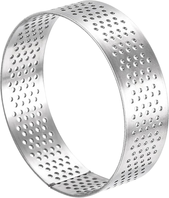 uxcell Stainless Steel Small Cake Rings, Perforated Cake Mousse Ring Kitchen Baking Heat-Resistant 2.5" Diameter, 0.8" Height,for Cake Dessert Biscuit Chocolate, Silver