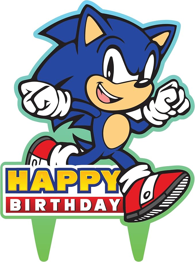 Sonic Gamer Birthday Cake Topper Party Decor