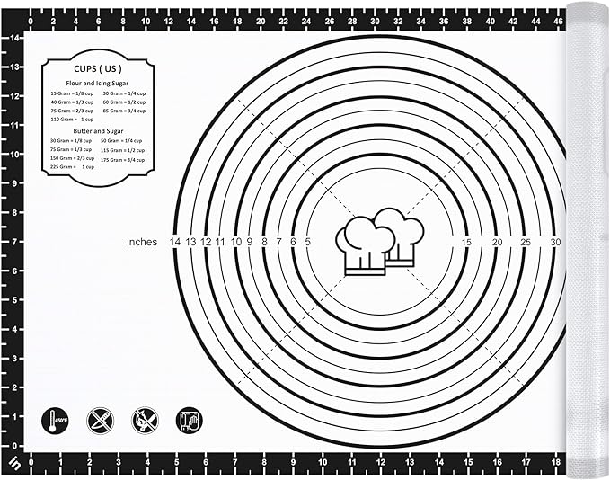 Silicone Baking Mat,26" x 16" Non-slip Dough Rolling Pastry Mat Non Stick Baking Sheet Mat with Measurement Cookies,Macarons,Bread