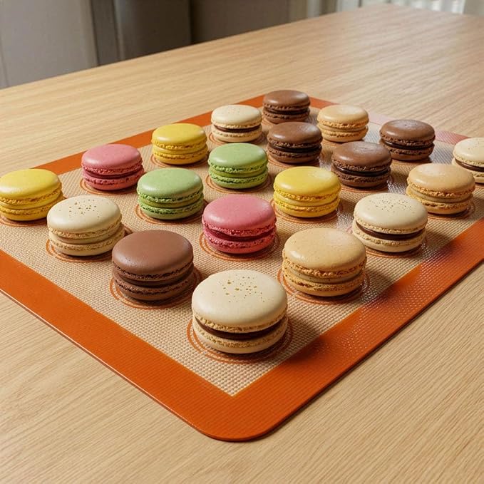 Mrs. Anderson’s Baking Macaron Mat, Oven Safe Silicone Reusable Baking Mat, For Cookies And Pastries, Fits Half-Size Pans