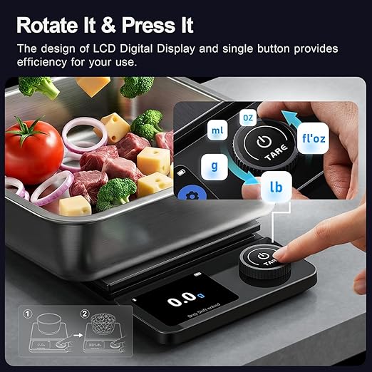 Smart Food Kitchen Scale with Nutritional Calculator, Timer, 0.1g High Precision Kitchen Scale, Free App with 27 Nutrients Tracking, Digital Grams and Ounces for Weight Loss,11lbs/5kg (Black)