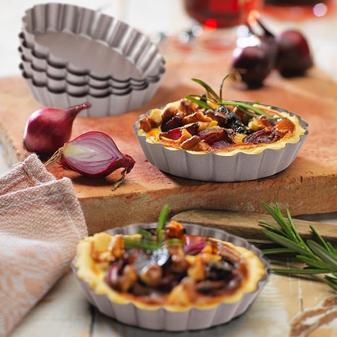 Webake 4 Inch Mini Tart Pan Set of 6, Non-Stick Small Tart Mold Quiche Pans with Removable Bottom Mini Tart Tins (Pack of 2)