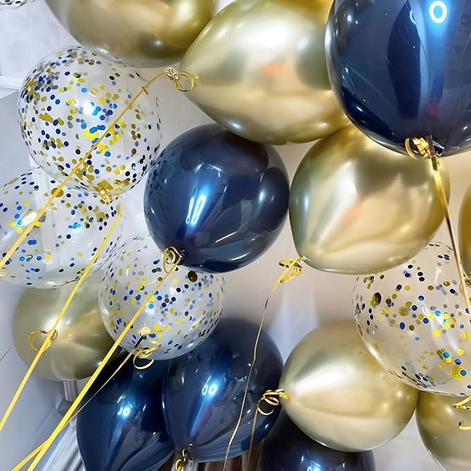 Voircoloria 105pcs Navy Blue Balloons 12inch Dark Blue Balloons for Birthday Graduation Baby Shower Anniversary New Year Party Holiday Decorations