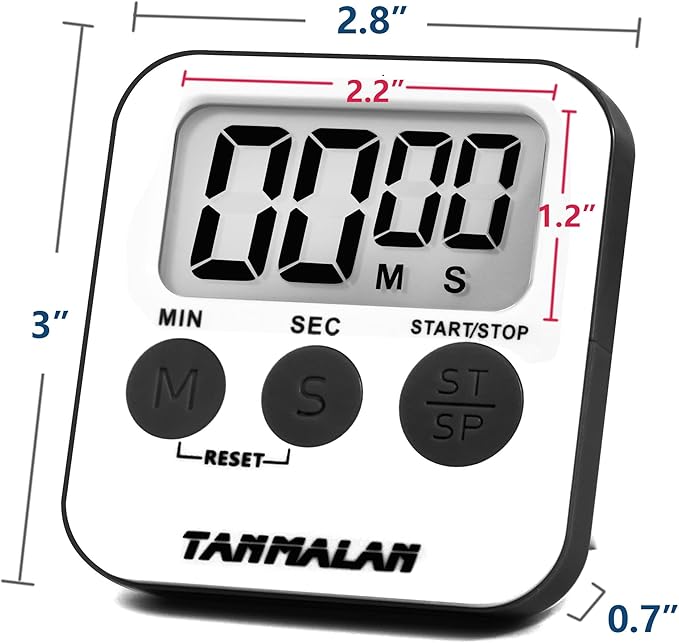 Tanmalan Kitchen Timer for Cooking Loud Alarm, Large Display, Auto Memory Loud Alarm, Large Display,Big Button，for Kids for Teacher Classroom Must Haves,Count Down-up,Easy to use (6.0-Grey)