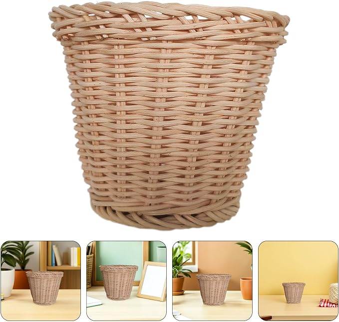 DOITOOL Indonesian Rattan Storage Basket for Countertop and Bathroom, Moisture Resistant and Portable Woven Home Decor Basket for Living Room and Picnic Organization