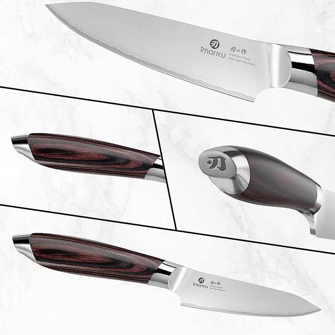 imarku Paring Knife 3.75 Inch, Japanese High Carbon Stainless Steel Fruit Knife, Ultra Sharp Small Kitchen Knife for Peeling Fruits Cutting Veggies, Ergonomic Pakkawood Handle