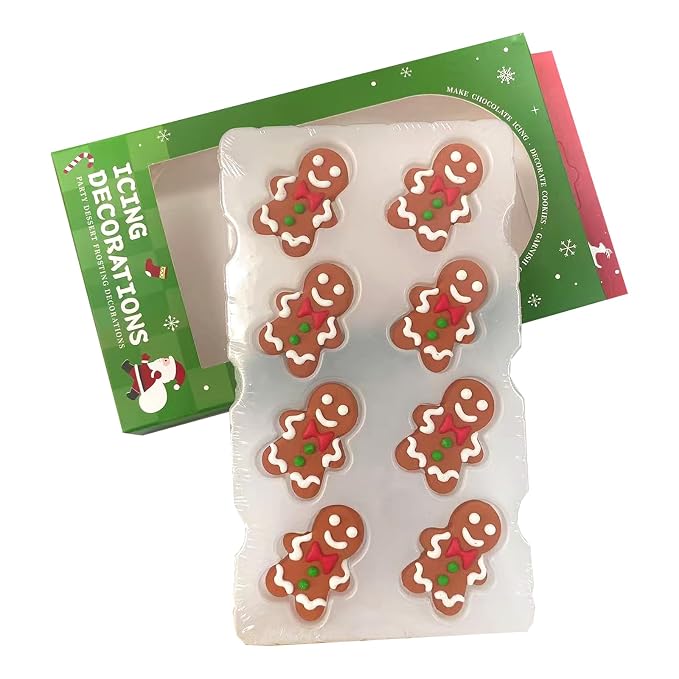 Sentovac 8 Pcs Christmas Gingerbread Man Icing Cake Decoration Edible Sprinkles DIY Candy Dessert For Cookie Cake Cupcake Topper Icing Frosting Vanlentine Halloween Christmas Decoration Supplies